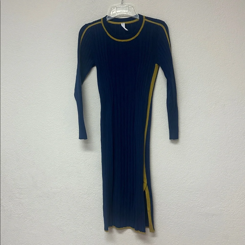 Anthropologie Daily Practice womans Ribbed Knit Midi Dress in Navy size XS - Picture 2 of 4